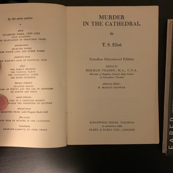 T S Eliot books: murder in the Cathedral and essay - Picture 3 of 4